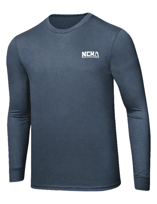 Simply Soft Long Sleeve Navy Frost 4.5 oz, Poly/Combed Ring Spun Cotton T-Shirt w/NCHA Logo