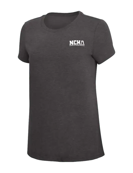Womens Simply Soft Heather Charcoal 4.5oz  Poly/Combed Ring Spun Cotton T-Shirt w/NCHA Logo