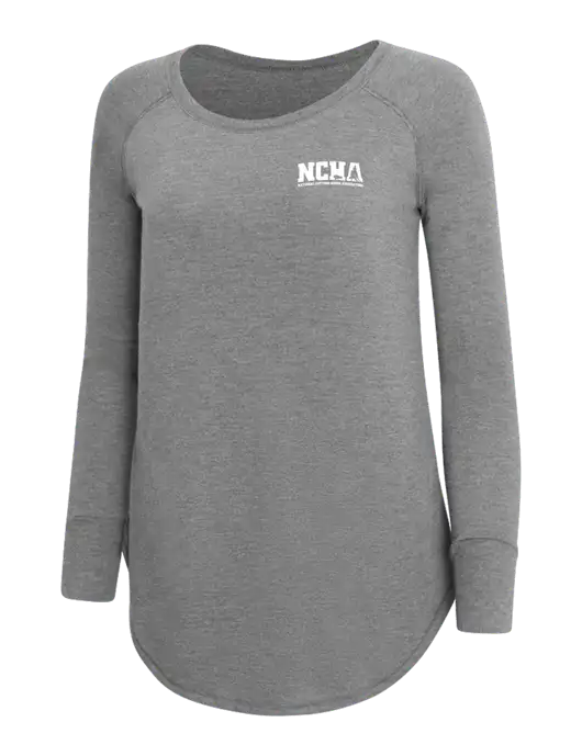 Womens Perfect Wide Collar Tunic Tri-Blend Grey Frost 4.5 oz T-Shirt w/NCHA Logo