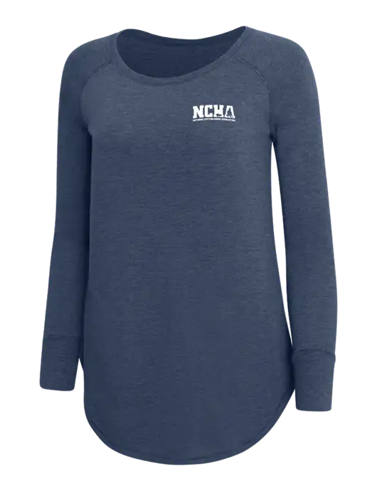 Womens Perfect Wide Collar Tunic Tri-Blend Navy Frost 4.5 oz T-Shirt w/NCHA Logo