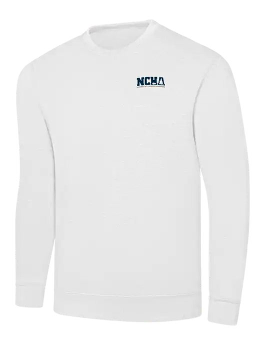 White 7.8 oz Ring Spun Crew Sweatshirt w/NCHA Logo