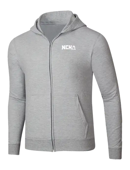 Light Grey Heather 8.5 oz Ring Spun Zip Hooded Sweatshirt w/NCHA Logo