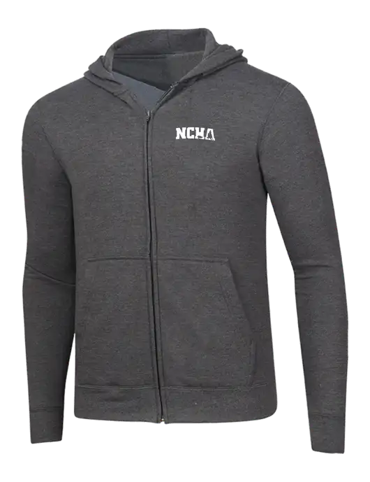 Dark Heather Grey 8.5 oz Ring Spun Zip Hooded Sweatshirt w/NCHA Logo