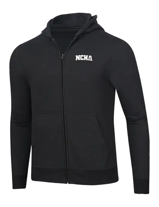 Jet Black 8.5 oz Ring Spun Zip Hooded Sweatshirt w/NCHA Logo