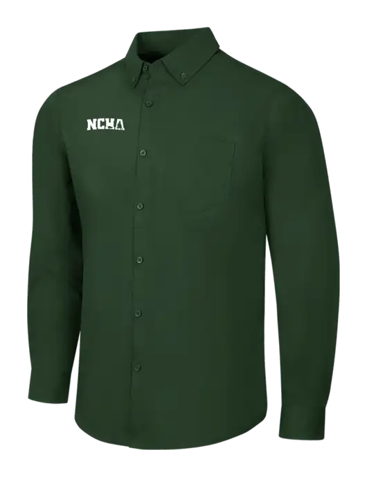 Forest Green Long Sleeve Carefree Poplin Shirt w/NCHA Logo
