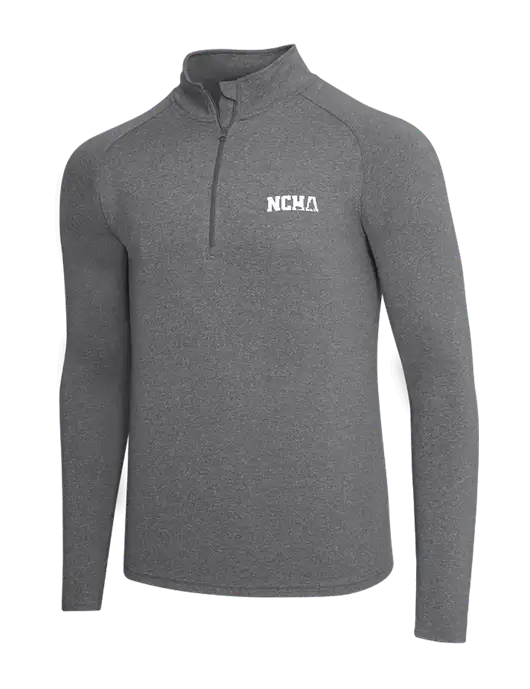 Dark Grey Heather Sport Wick Stretch 1/4 Zip Pullover w/NCHA Logo