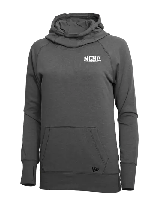 New Era Black Heather Womens Tri-Blend Fleece Pullover Hoodie w/NCHA Logo