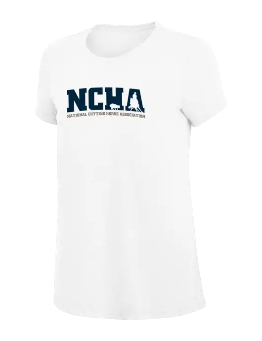 Womens Simply Soft White 4.5oz Poly/Combed Ring Spun Cotton T-Shirt
 w/NCHA Logo