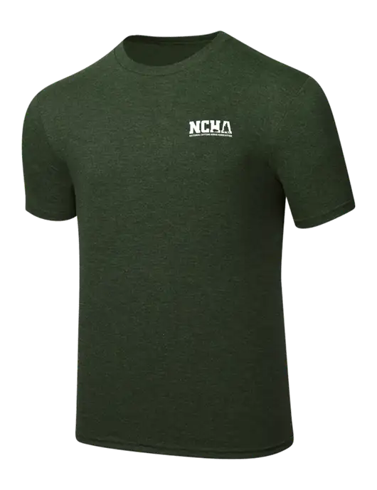 Simply Soft Heathered Forest Green 4.5oz  Poly/Combed Ring Spun Cotton T-Shirt w/NCHA Logo
