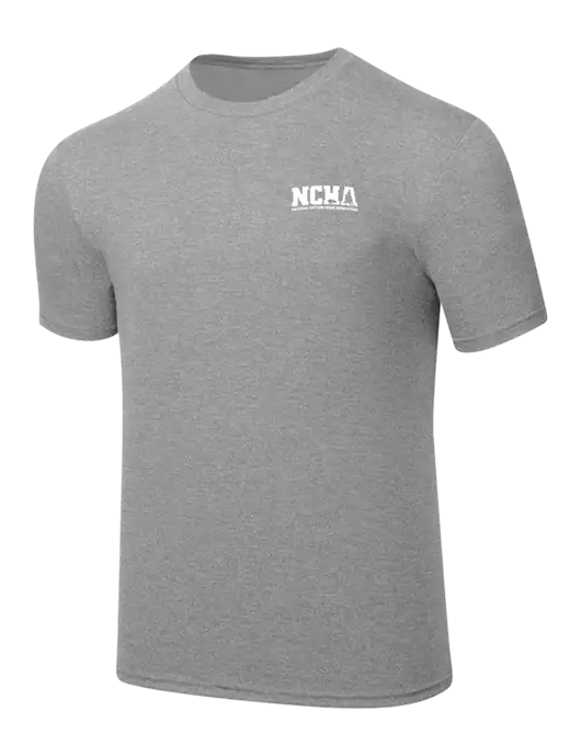 Simply Soft Heathered Light Grey 4.5oz  Poly/Combed Ring Spun Cotton T-Shirt w/NCHA Logo