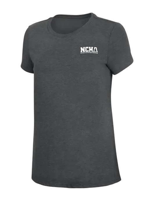 Womens Simply Soft Charcoal 4.5oz Poly/Combed Ring Spun Cotton T-Shirt w/NCHA Logo
