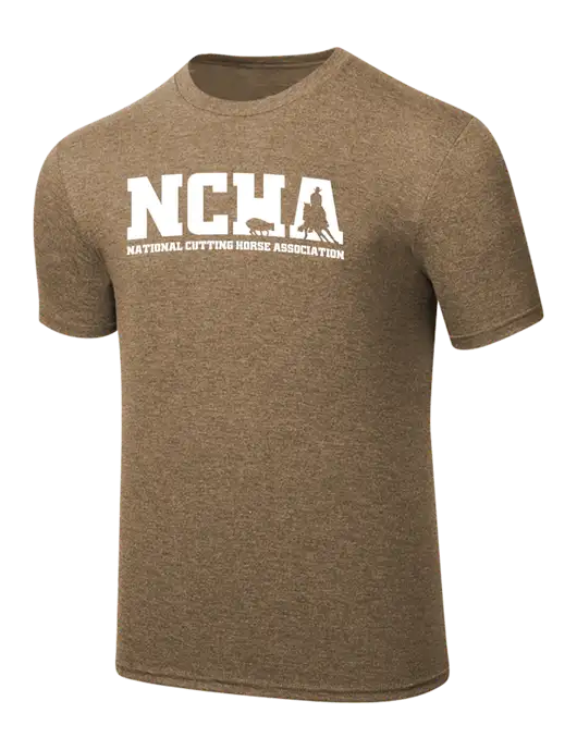 Simply Soft Light Brown Heathered 4.5oz  Poly/Combed Ring Spun Cotton T-Shirt w/NCHA Logo