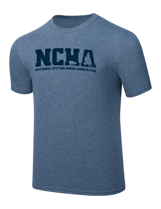 Simply Soft Light Slate Blue Heathered 4.5oz  Poly/Combed Ring Spun Cotton T-Shirt w/NCHA Logo