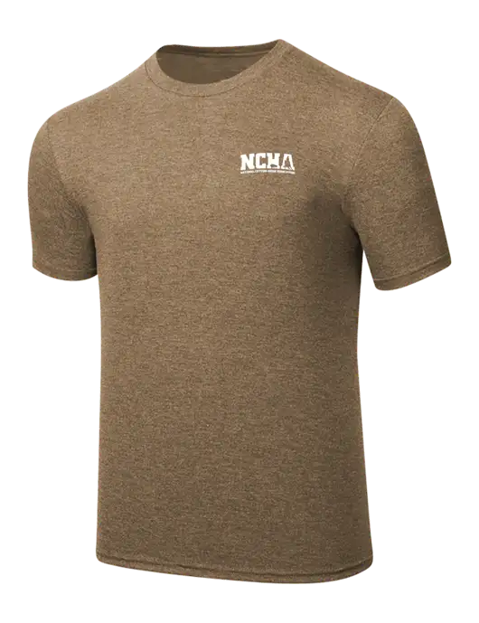 Simply Soft Light Brown Heathered 4.5oz  Poly/Combed Ring Spun Cotton T-Shirt w/NCHA Logo