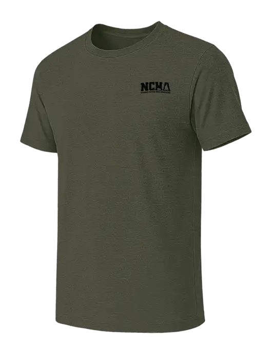 BELLA+CANVAS Heather Dark Military Green CVC Short Sleeve Tee w/NCHA Logo