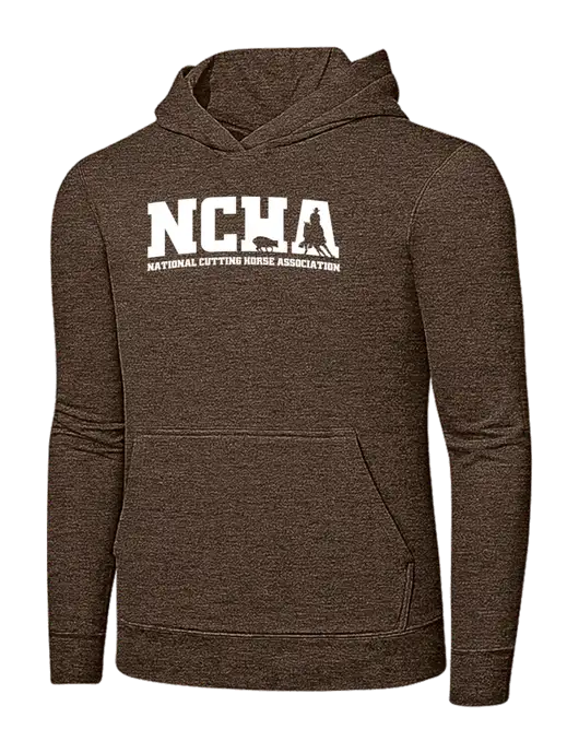 Heather Dark Chocolate Brown 7.8 oz Ring Spun Hooded Sweatshirt w/NCHA Logo