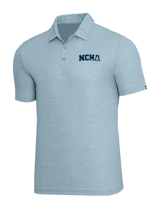 TravisMathew Light Blue Heather Oceanside Polo w/NCHA Logo