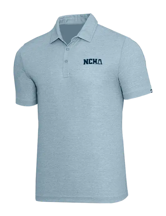 TravisMathew Light Blue Heather Oceanside Polo w/NCHA Logo
