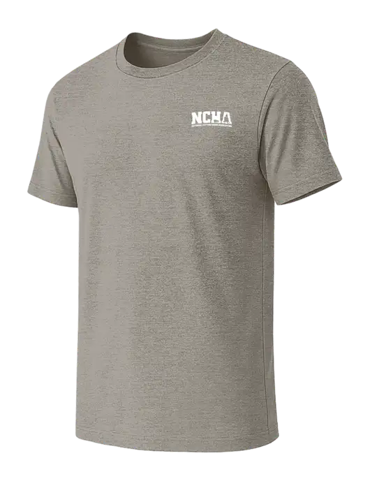 BELLA+CANVAS Heather Medium Brown CVC Short Sleeve Tee w/NCHA Logo