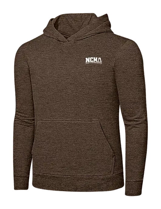 Heather Dark Chocolate Brown 7.8 oz Ring Spun Hooded Sweatshirt w/NCHA Logo