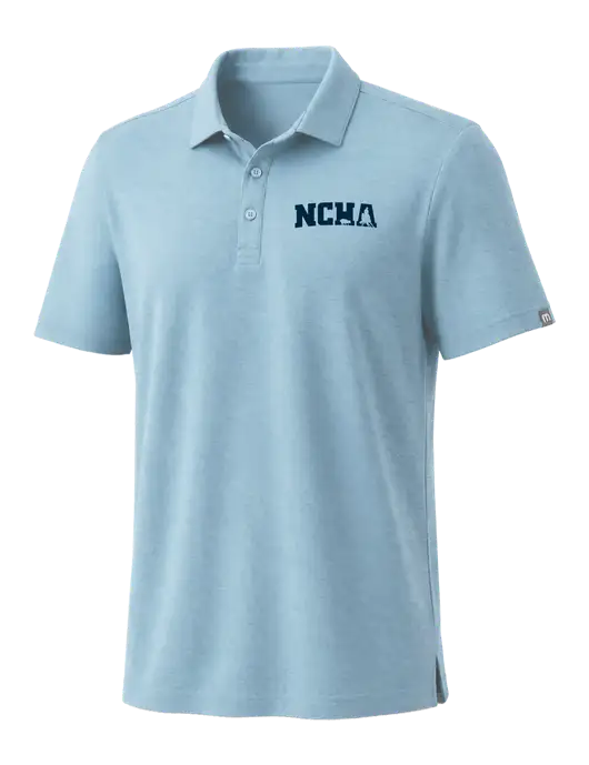 TravisMathew Light Sapphire Heather Coto Performance Polo w/NCHA Logo