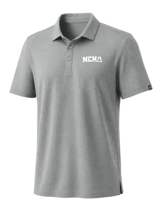 TravisMathew Medium Grey Heather Coto Performance Polo w/NCHA Logo