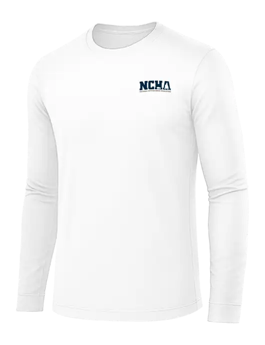 Long Sleeve White PosiCharge Competitor Tee w/NCHA Logo