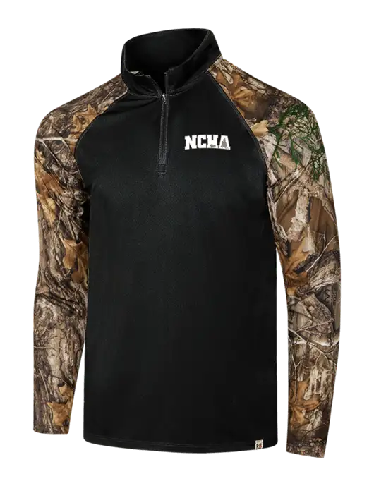 Russell Outdoors Black/Realtree Edge Camo Colorblock Performance 1/4 Zip w/NCHA Logo