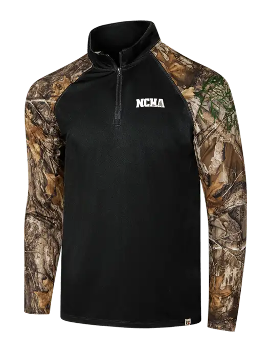 Russell Outdoors Black/Realtree Edge Camo Colorblock Performance 1/4 Zip w/NCHA Logo