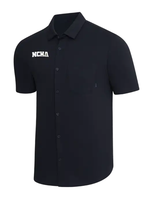 OGIO Black Extend Short Sleeve Button Up Shirt w/NCHA Logo