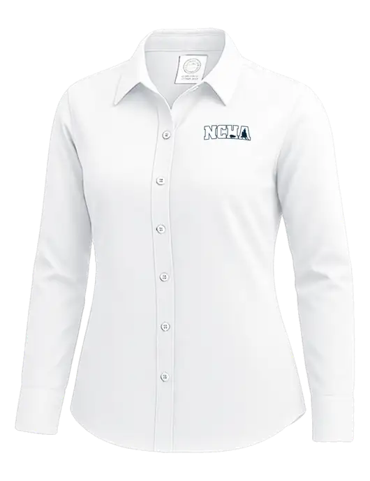 Brooks Brothers Womens White Wrinkle-Free Stretch Nailhead Shirt w/NCHA Logo