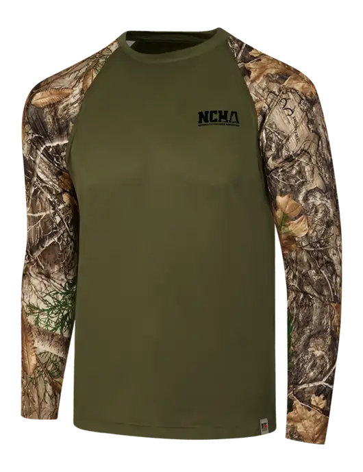 Russell Outdoors Olive/Realtree Edge Camo Colorblock Performance Long Sleeve T-Shirt w/NCHA Logo