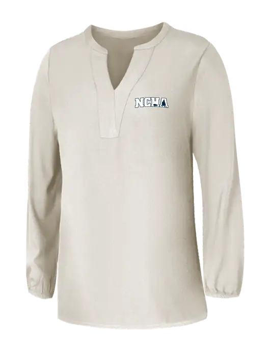 Mercer+Mettle Womens Ivory Stretch Crepe 3/4 Sleeve Blouse w/NCHA Logo