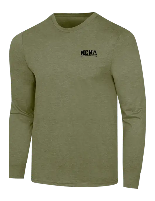 Simply Soft Long Sleeve Military Green Frost 4.5 oz, Poly/Combed Ring Spun Cotton T-Shirt w/NCHA Logo