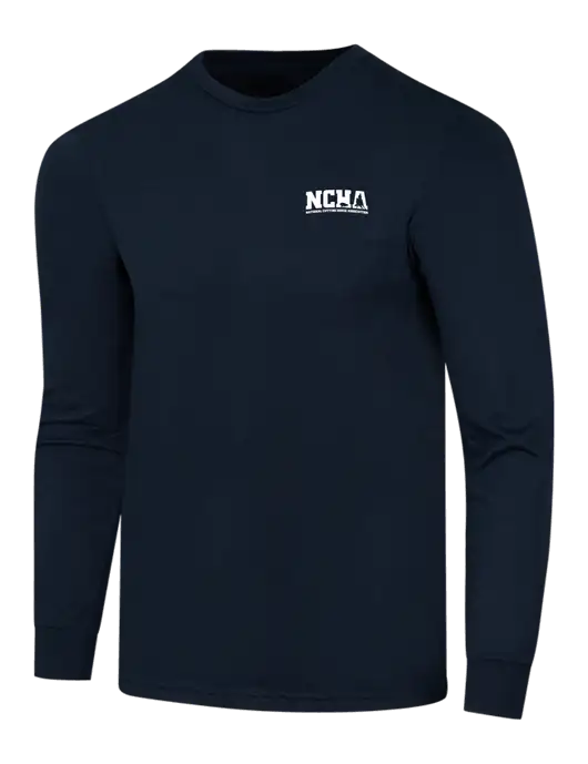 Simply Soft Long Sleeve Navy 4.5 oz, Poly/Combed Ring Spun Cotton T-Shirt w/NCHA Logo