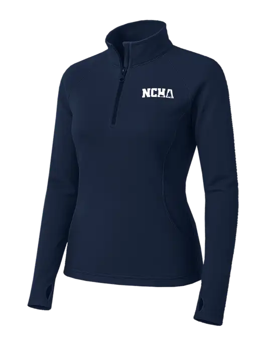 Navy Womens Sport Wick Stretch 1/4 Zip Pullover w/NCHA Logo