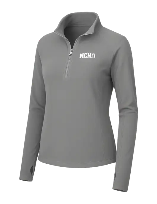 Womens Medium Grey Microfleece 1/2 Zip Pullover w/NCHA Logo