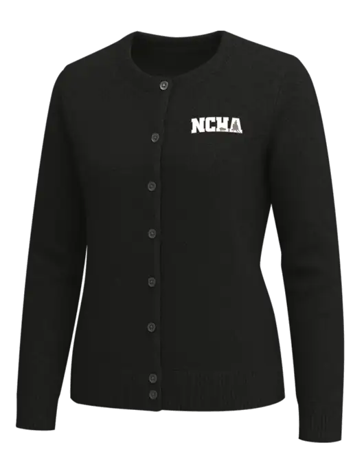 Brooks Brothers Womens Black Washable Merino Cardigan Sweater w/NCHA Logo