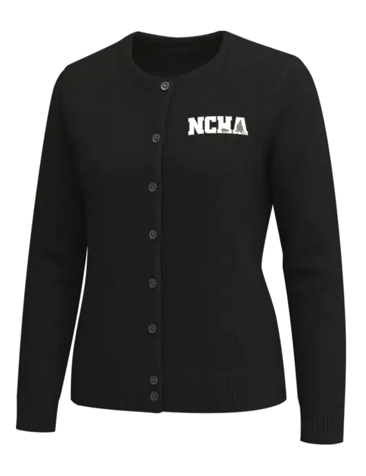 Brooks Brothers Womens Black Washable Merino Cardigan Sweater w/NCHA Logo