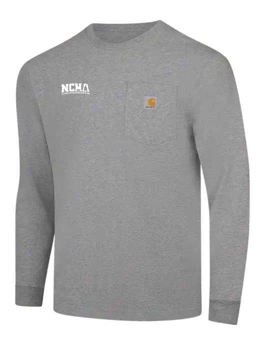 Carhartt Light Grey Heather Workwear Pocket Long Sleeve T-Shirt w/NCHA Logo