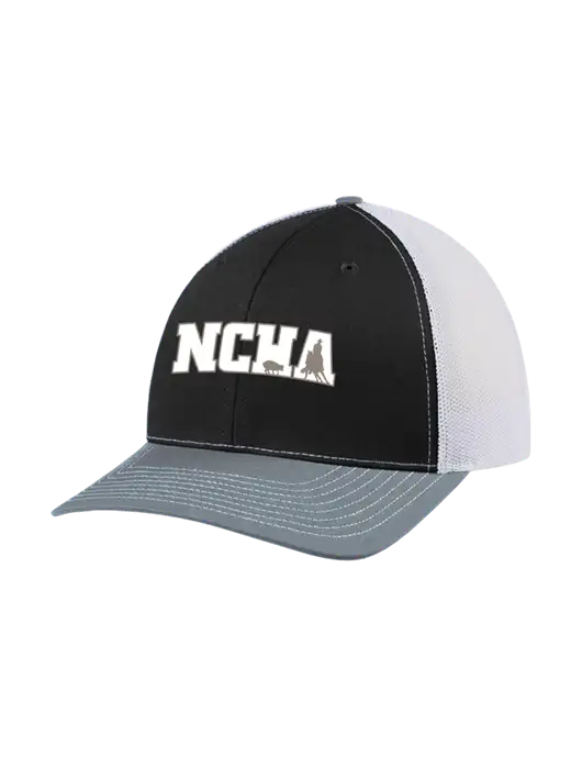 Richardson Adjustable Snapback Original 112 Trucker Cap Black/Light Heather Grey/White Mesh w/NCHA Logo