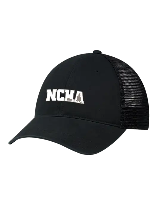 Richardson 111 Garment Washed Trucker Cap Black w/Black Mesh w/NCHA Logo