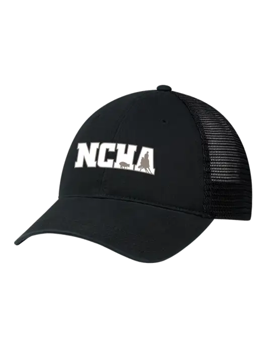 Richardson 111 Garment Washed Trucker Cap Black w/Black Mesh w/NCHA Logo