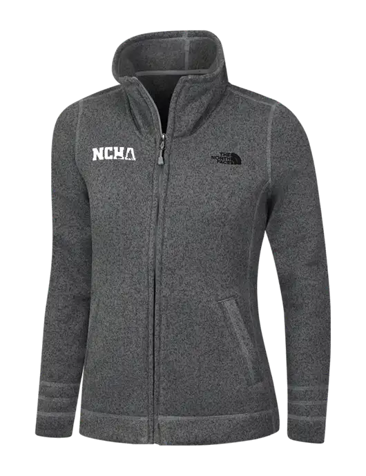North Face Womens Medium Grey Heather Sweater Fleece Jacket w/NCHA Logo