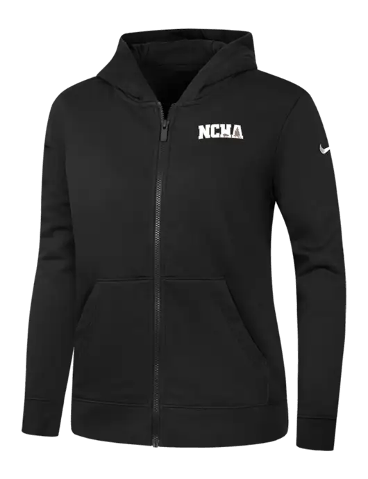 Nike Womens Club Fleece Sleeve Swoosh Full-Zip Black Hoodie w/NCHA Logo