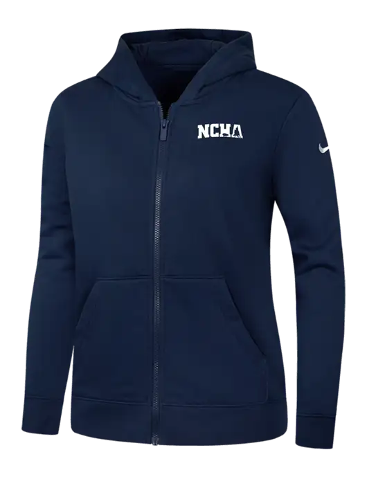 Nike Womens Club Fleece Sleeve Swoosh Full-Zip Dark Navy Hoodie w/NCHA Logo