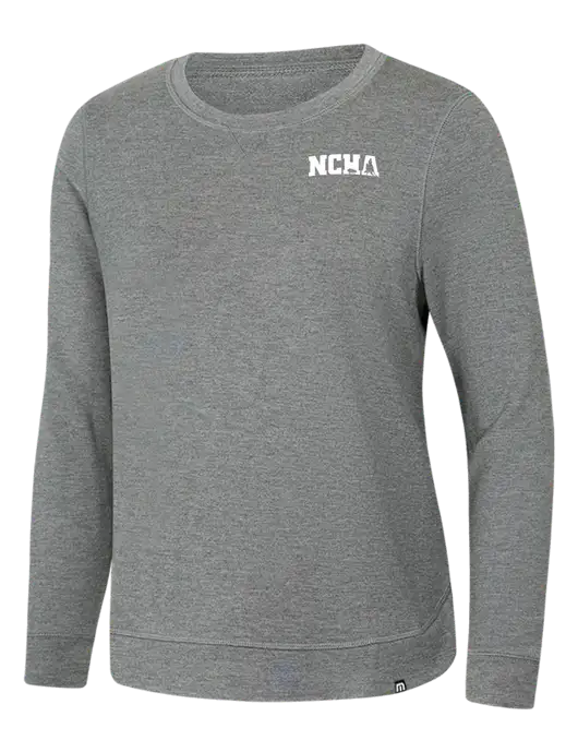 TravisMathew Womens Light Grey Heather Lightweight Long Weekend Crew w/NCHA Logo