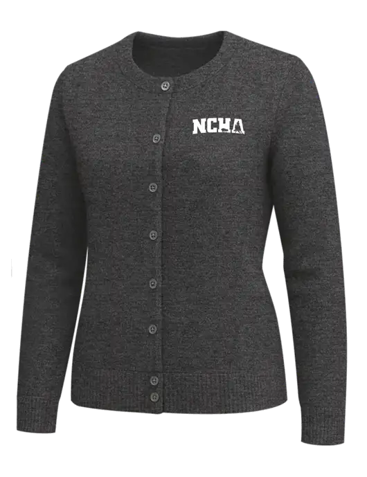 Brooks Brothers Womens Dark Grey Heather Washable Merino Cardigan Sweater w/NCHA Logo