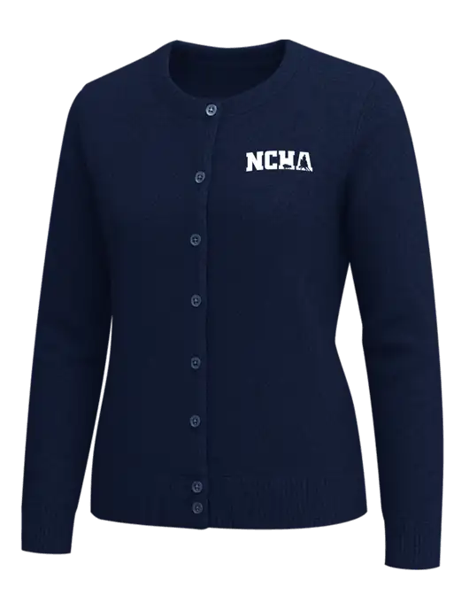 Brooks Brothers Womens Navy Washable Merino Cardigan Sweater w/NCHA Logo