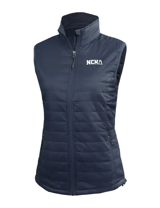 Womens Packable Navy Puffy Vest w/NCHA Logo